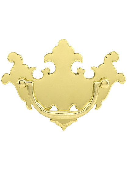 Colonial Chippendale Brass Bail Pull ‚Äì 3‚Äù Center-to-Center in Unlacquered Brass.
